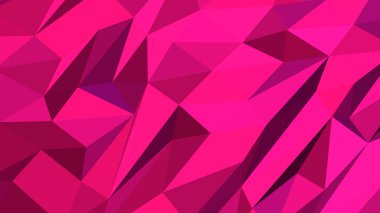 Çokgen biçiminde derin pembe soyut arkaplan, renkli vektör çizimi, 3 boyutlu üçgen