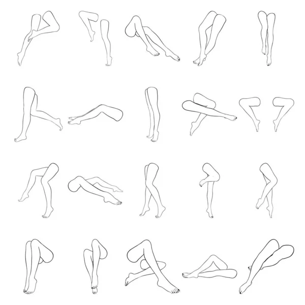 Picioare Feminine Pedichiură Set Vectorial Picioare Frumoase Femeie Izolate Fundal — Vector de stoc