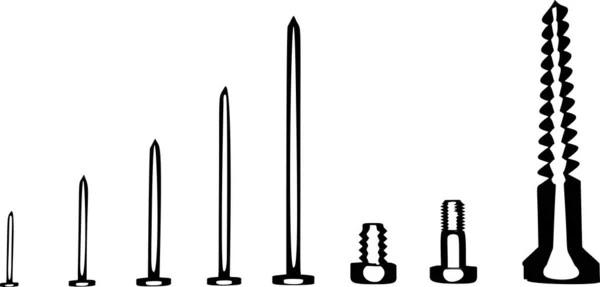 Set Van Schroeven Spijkers Vector — Stockvector