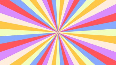 Soyut yıldız patlaması arka planında sarı, mor, kırmızı, turuncu ışınlar var. Sancak vektör illüstrasyonu.