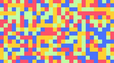 Kırmızı, sarı, mavi, yeşil ve mor çokgenli soyut geometrik arkaplan.