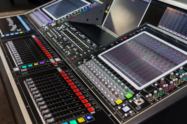 Large panel of the stage controller with screens Stock Picture