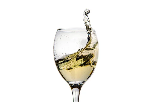 Verre à vin avec éclaboussures de champagne — Photo