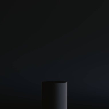 Siyah Minimalizm üzerine siyah poduim 3D görüntüleme