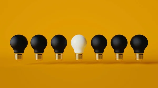 Blub düşünce farklı sarı arkaplan illüstrasyon 3D görüntüleme 