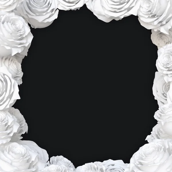 Güller çerçeveli evlilik yıldönümü sevgililer günü arkaplanı 3D oluşturma 