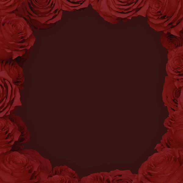 Red Roses Frame Wedding Anniversary Valentine Background Rendering 로열티 프리 스톡 이미지