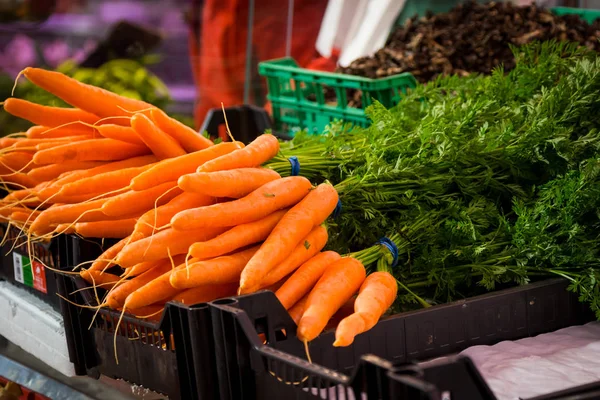Свежая морковь на рынке — стоковое фото