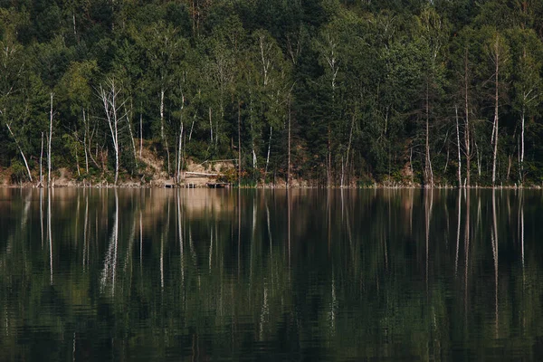 Αντανάκλαση Δάσος Στη Λίμνη — Φωτογραφία Αρχείου