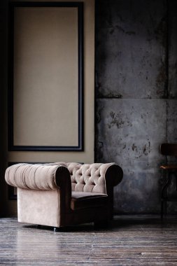 Brown armchair in loft studio