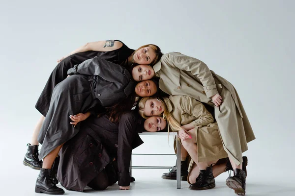 Five Women Posing White Background — Stock Photo, Image