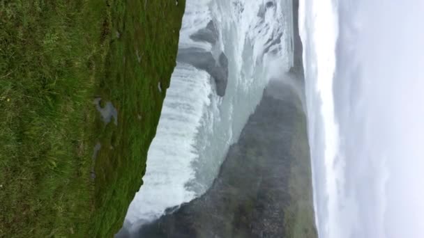 Luchtfoto Van Prachtige Gullfoss Waterval Ijsland — Stockvideo