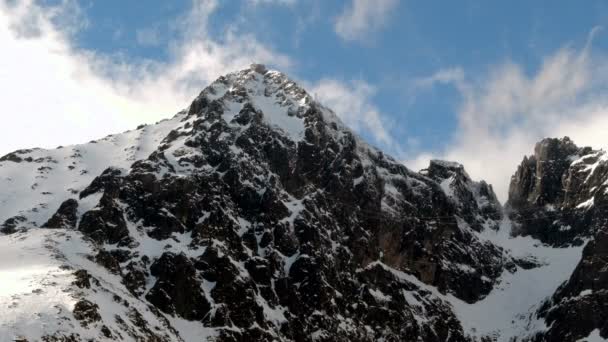 Lomnicky Stit Collina Montagna Tatra Paesaggio Invernale Timelapse — Video Stock