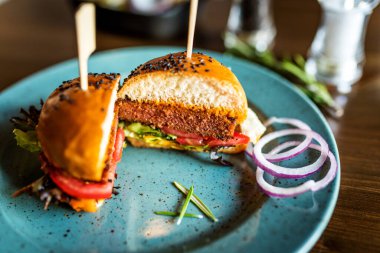 Fast food hamburger.