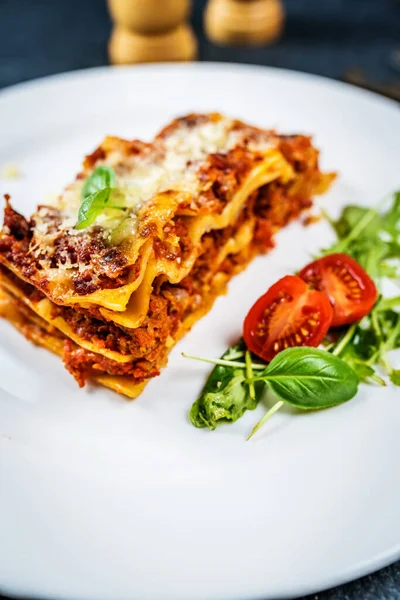 Traditional Italian Pasta Lasagne Minced Meat Tomato Parmesan Cheese — Stock Photo, Image