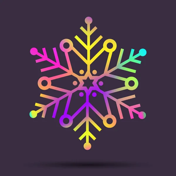 Vetor arco-íris Natal holográfico floco de neve — Vetor de Stock