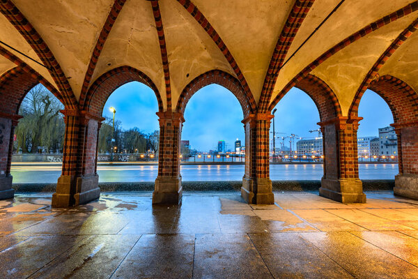 Berlin skyline through arches