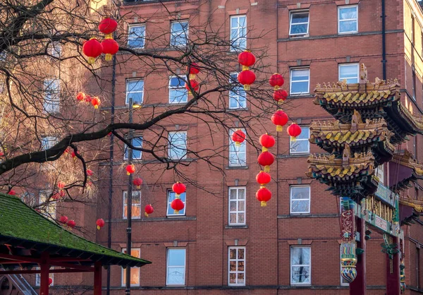 Chinatown brána v centru města Manchester — Stock fotografie