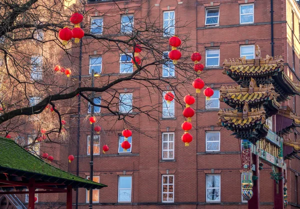 Chinatown gate i Manchester sentrum – stockfoto