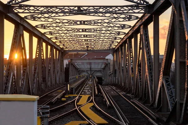 Train tracks at sunset — Stock Photo, Image