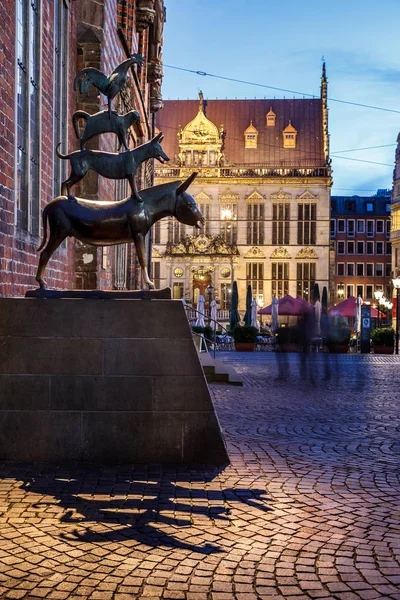 Περίφημο Άγαλμα Της Πόλης Μουσικοί Της Βρέμης Στη Βρέμη Γερμανία — Φωτογραφία Αρχείου