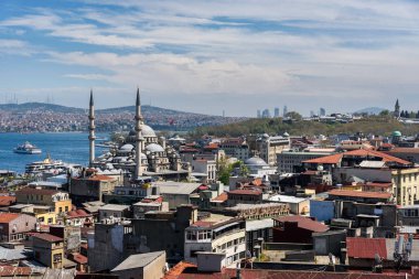 Cityscape ile Süleymaniye Camii ve Boğaziçi, Istanbul, Türkiye.