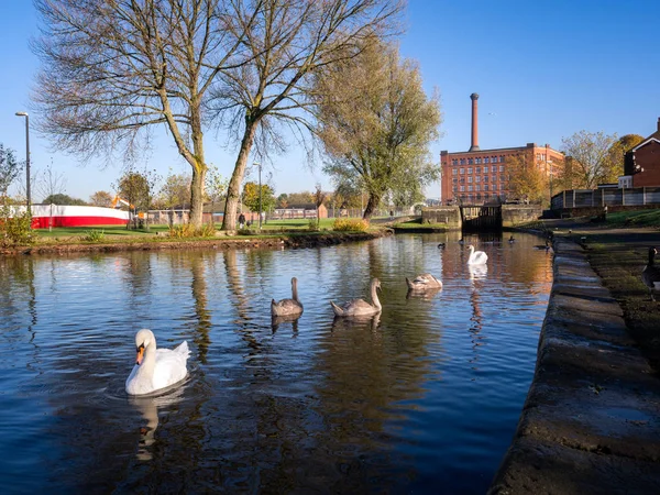 Vista Sobre Canal Leeds Liverpool Hasta Dique Seco Manchester Inglaterra — Foto de Stock