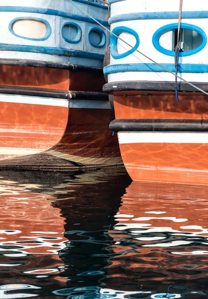 Wooden Passenger Boats Reflection Dubai Canal Creek — Stock Photo, Image