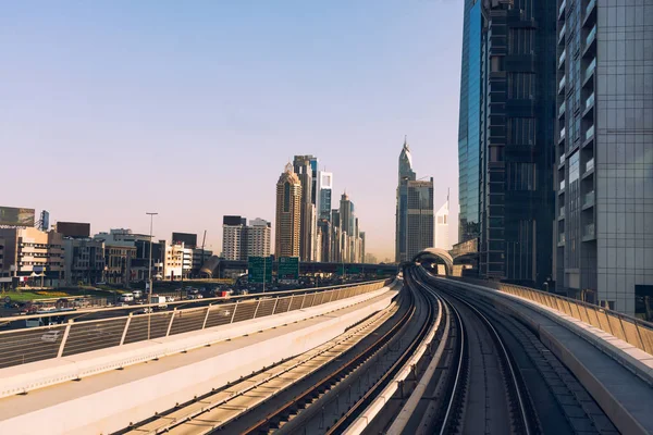 Estación Tren Metro Dubai Worldclass Vista Ciudad — Foto de Stock