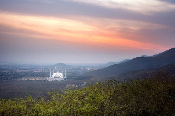 Mezquita Faisal Mezquita Islamabad Pakistán Situado Las Estribaciones Margalla Hills — Foto de Stock