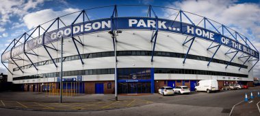 Liverpool, İngiltere - 14 Mayıs 2015: Goodison Park Everton Football Club, İngiltere 'nin Liverpool şehrinde kurulmuş bir futbol kulübüdür..