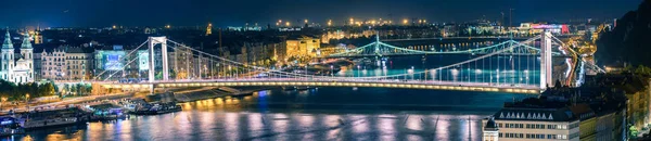 BUDAPEST, HUNGRY-25 SEP,2019:Panoramic view of Elizabeth Bridge in Hungry