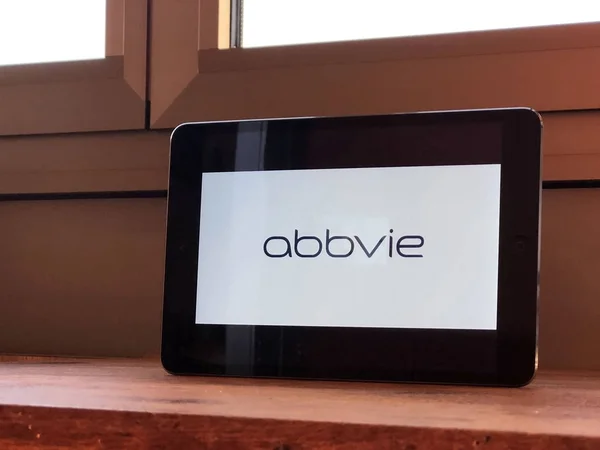 january 2020 parma: Abbvie company logo icon on tablet screen close-up. Abbvie brand