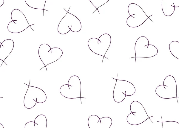 White Seamless Pattern Violet Hearts Love Concept Heart Shape — 스톡 사진
