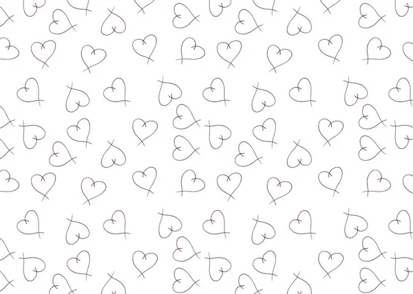 White Seamless Pattern Violet Hearts Love Concept Heart Shape — 스톡 사진