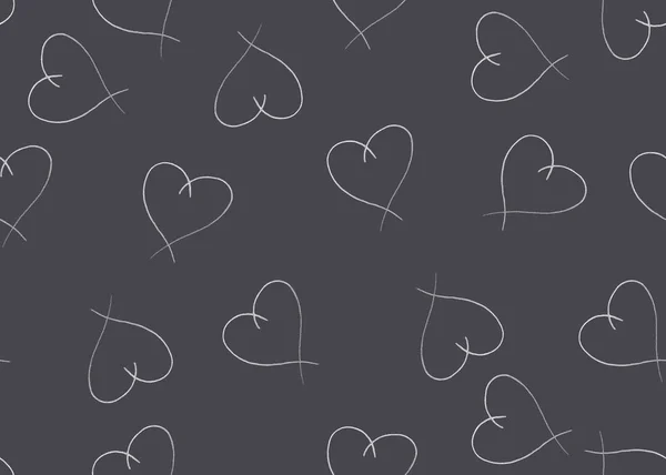 Seamless Pattern Hearts White Hearts Grey Background Valentine Concept Print — 스톡 사진