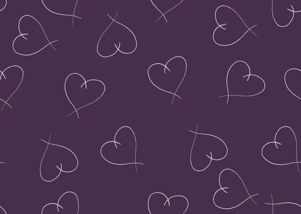 Seamless Pattern White Hearts Violet Background Valentines Print Packaging Design — 스톡 사진