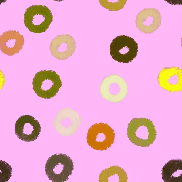 Seamless Pattern Colorful Circles Pink Background Abstract Pattern Green Yellow — 스톡 사진