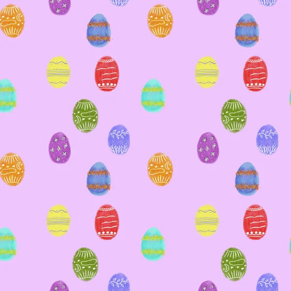 Seamless Pattern Multicolored Easter Eggs Pink Background Easter Pattern Easter — Stock Photo, Image