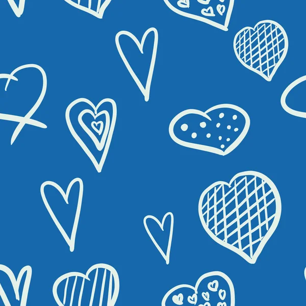 White Hearts Blue Background Seamless Pattern Love Pattern Valentine Concept — 스톡 사진