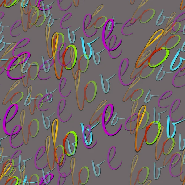 Love Text Grey Background Seamless Pattern Lgbtq Pattern Rainbow Love — ストック写真