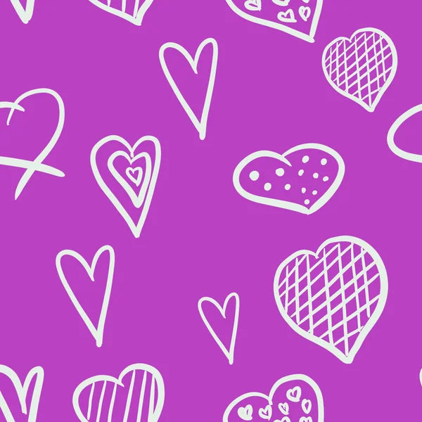 seamless pattern with white hearts on violet background. Love pattern. St. Valentine\'s print. Packaging, wallpaper, textile, fabric design. Dessert pattern. Kid\'s print