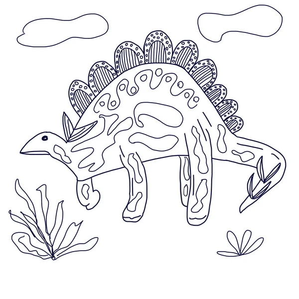 Livre Colorier Stegosaurus Dinosaure Pour Enfants Illustration Dessinée Main Fonds — Photo