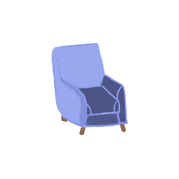 Голубое Кресло Изолировано Белом Иллюстрация Дизайн Интерьера Дома Уютный Дом — стоковое фото
