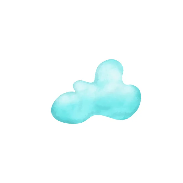 Μπλε Απεικόνιση Σύννεφο Απομονώνονται Λευκό Φόντο Ζωγραφική Χεριών Ταχυδρομική Κάρτα — Φωτογραφία Αρχείου
