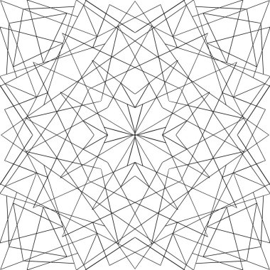 Geometrik siyah beyaz mandala beyaz arka planda. Rahat çizim. Boyama kitabı. 