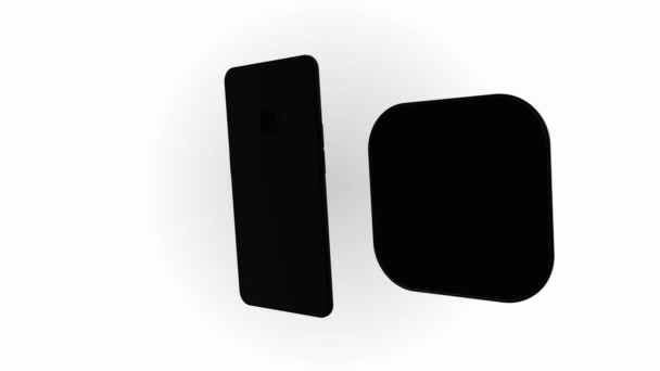 Smartphone, téléphone portable, retour. 3D Render. Charge sans fil 