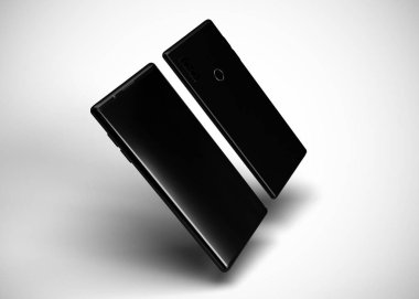Akıllı telefonlar, cep telefonları, arka. Model Yukarı. 3d Hazırlama