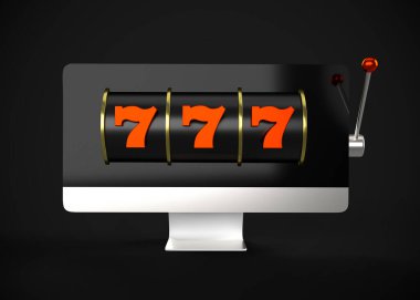 Çevrimiçi Kumarhane Oyunu 3D Render. yedinci işaret