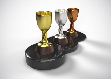 Kupalar. Altın Gümüş Bronz Ödüller 3D Yapım